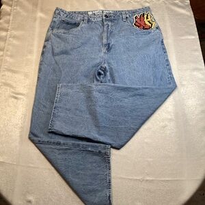 Ninth Hall Ambush Men’s Baggy Dragon Embroidered Denim Jeans Wide Leg Y2K Sz 40